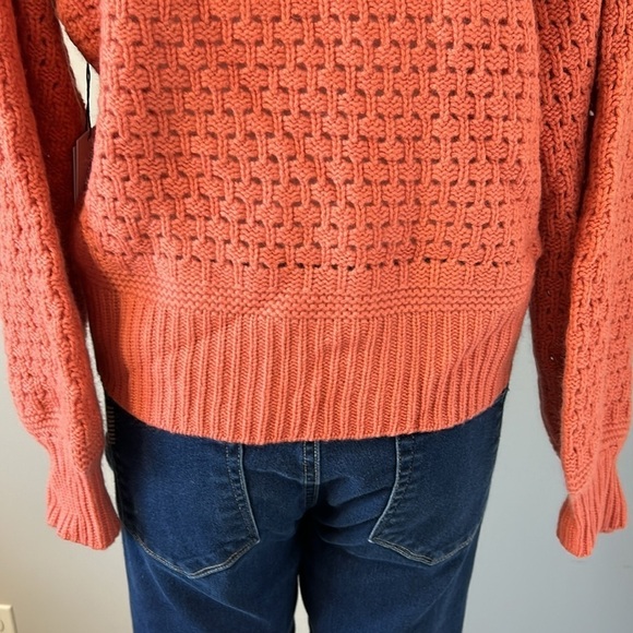 NAADAM Cashmere Wool Open Stitch Crewneck Sweater Coral Designer Sz S NEW - Picture 9 of 14
